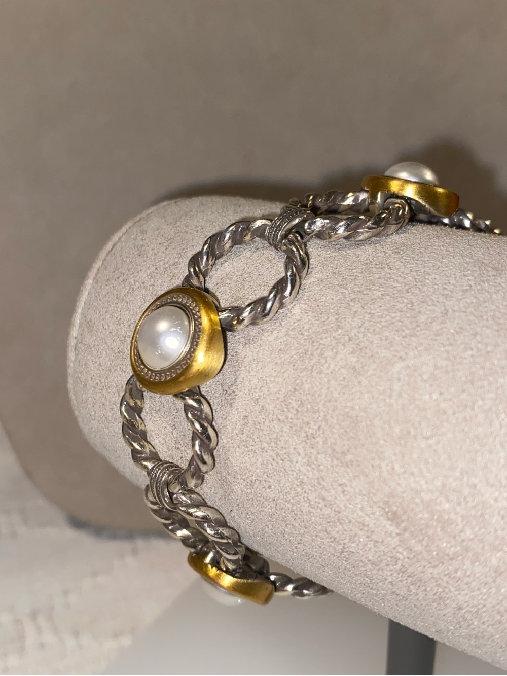 Brighton Two-Tone Pearl Link Bracelet - Gold & Silver